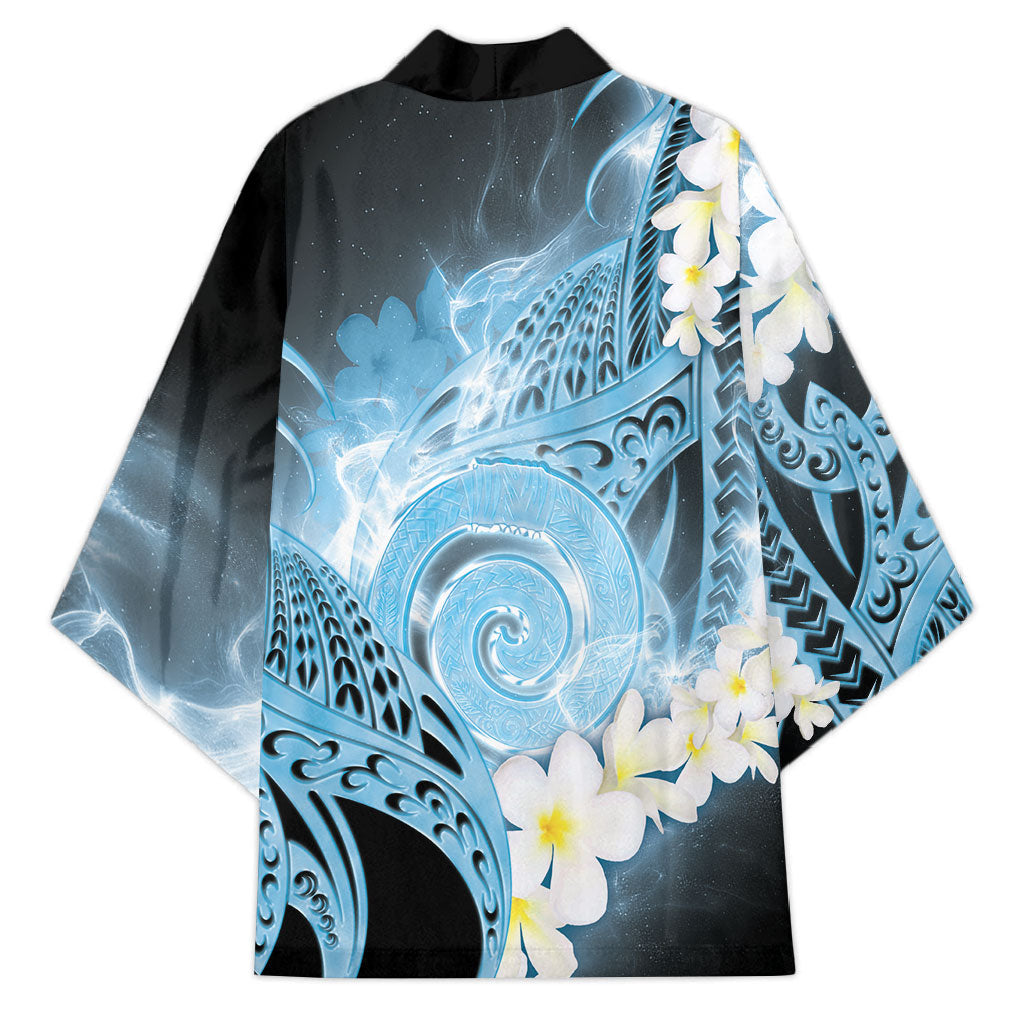 Piko Hawaiian Kimono Blue Galaxy Spiral Plumeria Tribal Patterns DT05 - Polynesian Pride