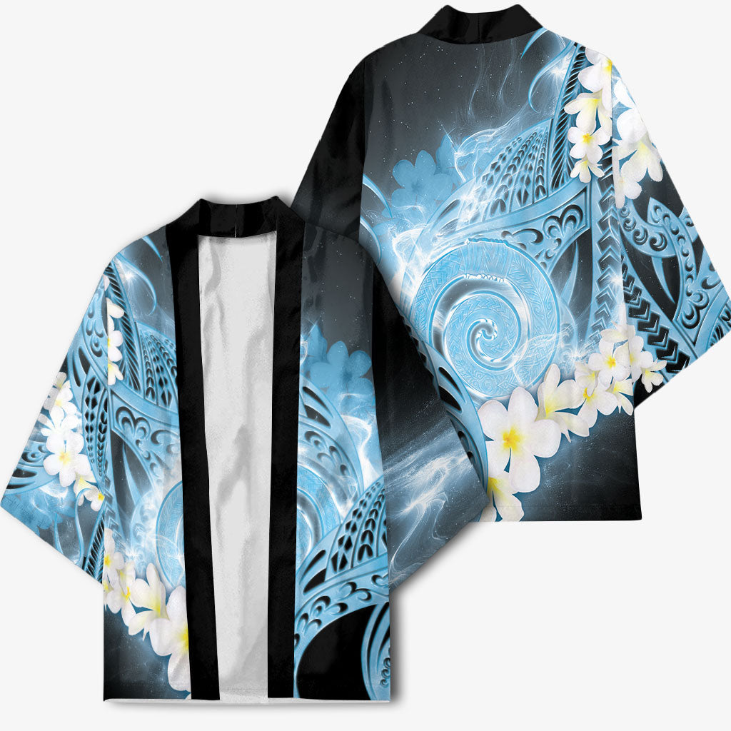 Piko Hawaiian Kimono Blue Galaxy Spiral Plumeria Tribal Patterns DT05 - Polynesian Pride