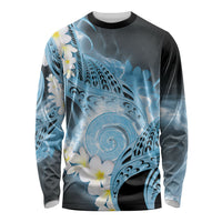 Piko Hawaiian Long Sleeve Shirt Blue Galaxy Spiral Plumeria Tribal Patterns DT05 Unisex Blue - Polynesian Pride