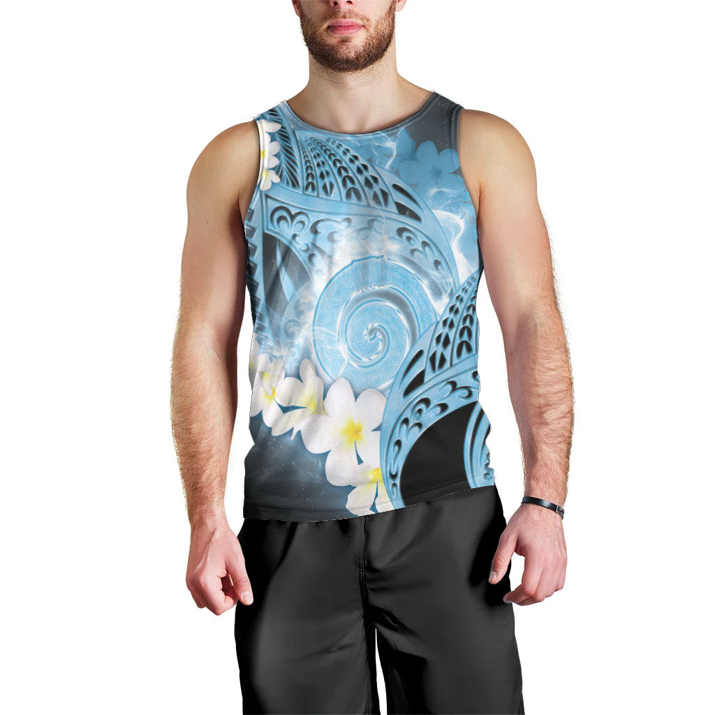Piko Hawaiian Men Tank Top Blue Galaxy Spiral Plumeria Tribal Patterns DT05 - Polynesian Pride