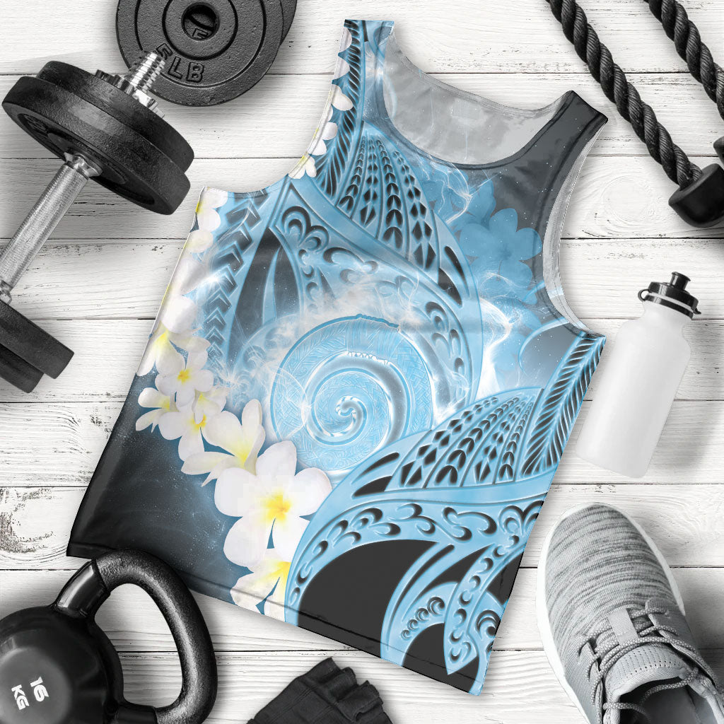 Piko Hawaiian Men Tank Top Blue Galaxy Spiral Plumeria Tribal Patterns DT05 - Polynesian Pride