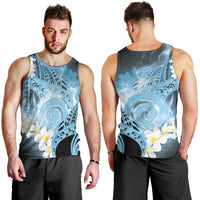 Piko Hawaiian Men Tank Top Blue Galaxy Spiral Plumeria Tribal Patterns DT05 - Polynesian Pride