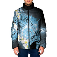 Piko Hawaiian Padded Jacket Blue Galaxy Spiral Plumeria Tribal Patterns DT05 Men Blue - Polynesian Pride