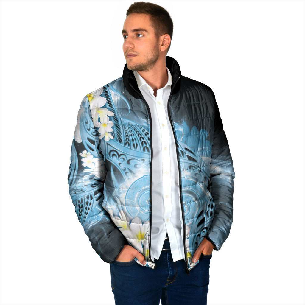 Piko Hawaiian Padded Jacket Blue Galaxy Spiral Plumeria Tribal Patterns DT05 - Polynesian Pride