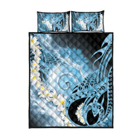 Piko Hawaiian Quilt Bed Set Blue Galaxy Spiral Plumeria Tribal Patterns DT05 - Polynesian Pride