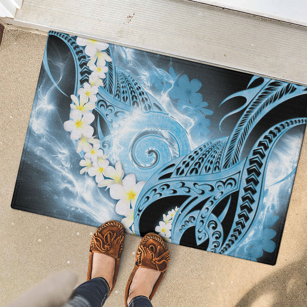 Piko Hawaiian Rubber Doormat Blue Galaxy Spiral Plumeria Tribal Patterns DT05 - Polynesian Pride
