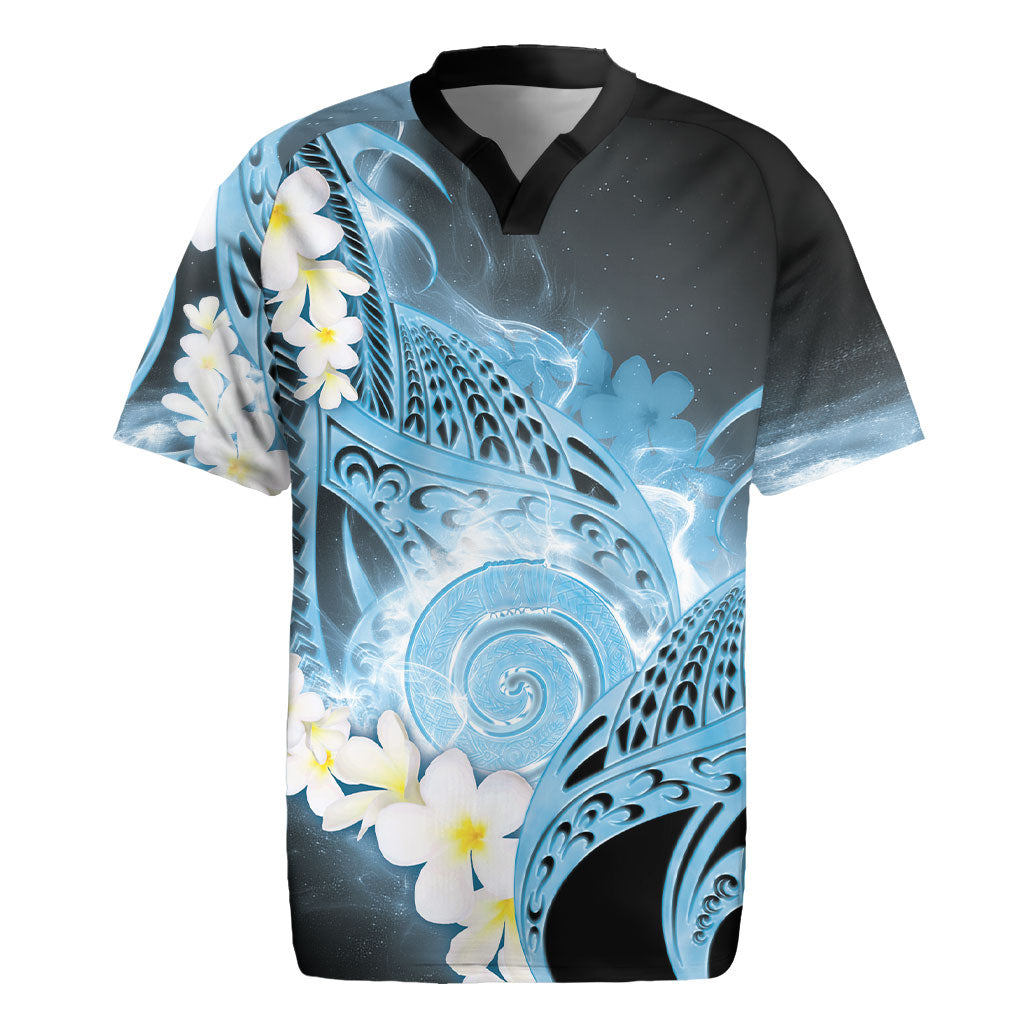 Piko Hawaiian Rugby Jersey Blue Galaxy Spiral Plumeria Tribal Patterns DT05 Blue - Polynesian Pride