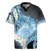 Piko Hawaiian Rugby Jersey Blue Galaxy Spiral Plumeria Tribal Patterns DT05 Blue - Polynesian Pride