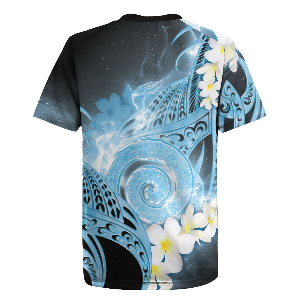 Piko Hawaiian Rugby Jersey Blue Galaxy Spiral Plumeria Tribal Patterns DT05 - Polynesian Pride
