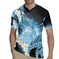 Piko Hawaiian Rugby Jersey Blue Galaxy Spiral Plumeria Tribal Patterns DT05 - Polynesian Pride