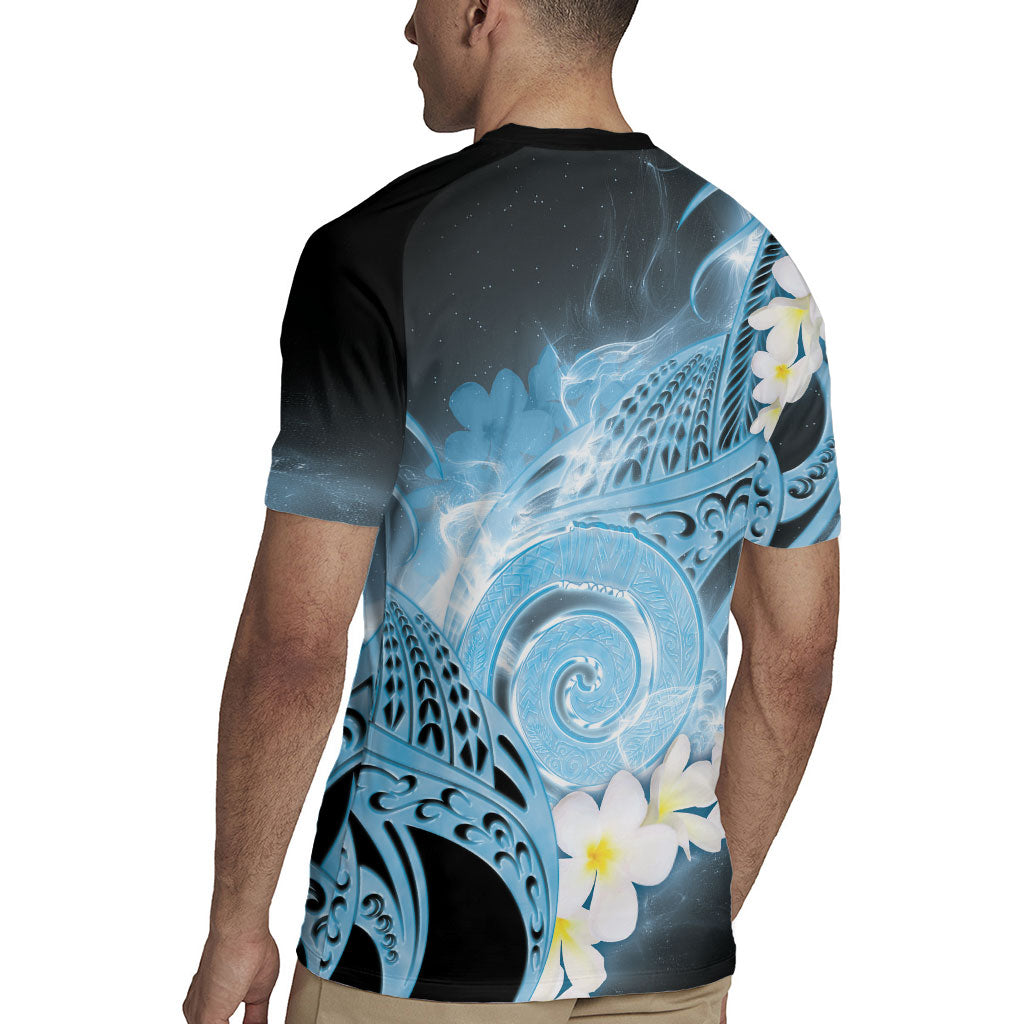 Piko Hawaiian Rugby Jersey Blue Galaxy Spiral Plumeria Tribal Patterns DT05 - Polynesian Pride