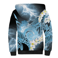 Piko Hawaiian Sherpa Hoodie Blue Galaxy Spiral Plumeria Tribal Patterns DT05 - Polynesian Pride