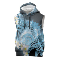 Piko Hawaiian Sleeveless Hoodie Blue Galaxy Spiral Plumeria Tribal Patterns DT05 Blue - Polynesian Pride
