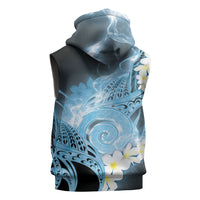Piko Hawaiian Sleeveless Hoodie Blue Galaxy Spiral Plumeria Tribal Patterns DT05 - Polynesian Pride