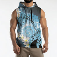 Piko Hawaiian Sleeveless Hoodie Blue Galaxy Spiral Plumeria Tribal Patterns DT05 - Polynesian Pride