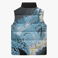 Piko Hawaiian Sleeveless Puffer Jacket Blue Galaxy Spiral Plumeria Tribal Patterns DT05 - Polynesian Pride