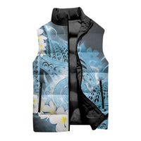 Piko Hawaiian Sleeveless Puffer Jacket Blue Galaxy Spiral Plumeria Tribal Patterns DT05 - Polynesian Pride