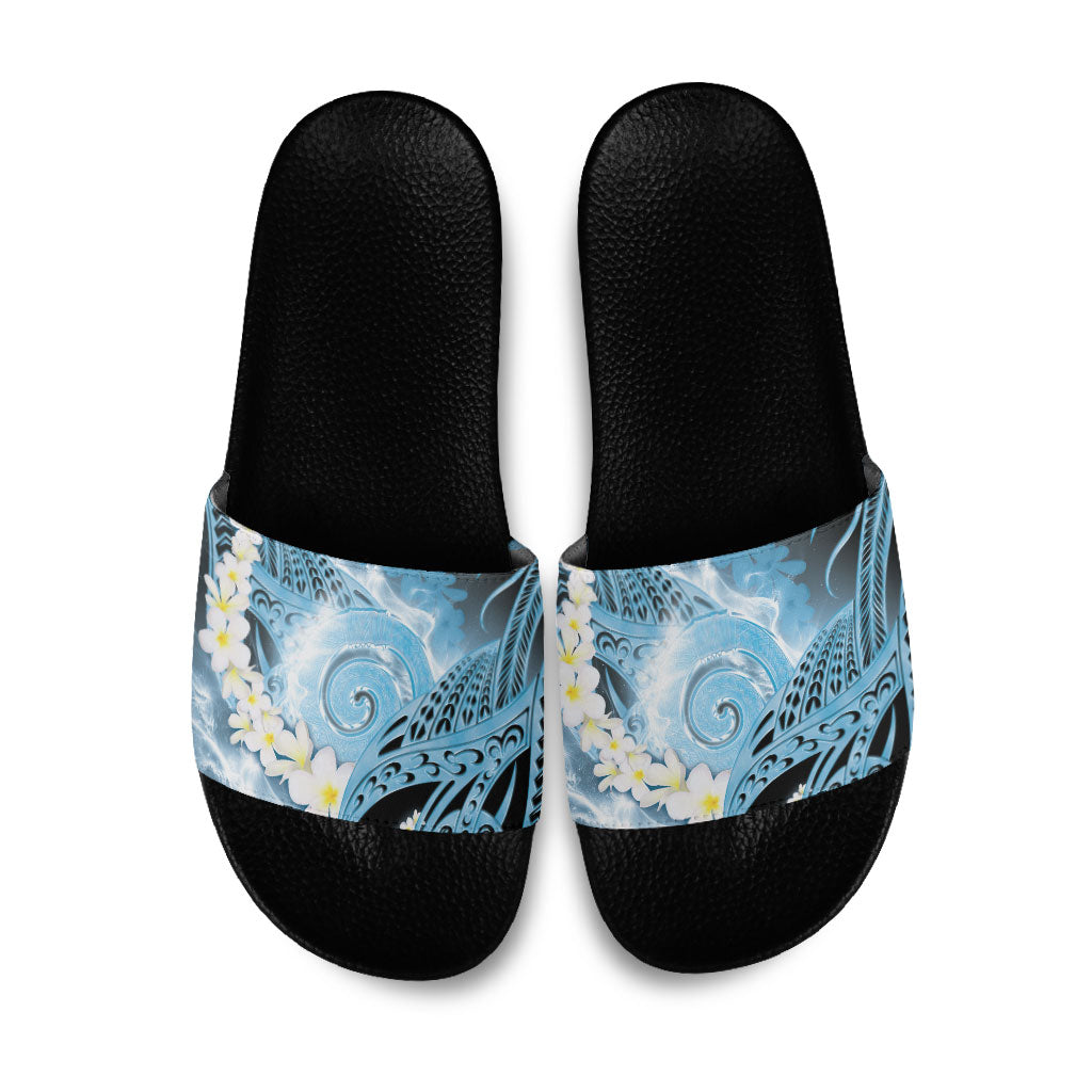 Piko Hawaiian Slide Sandals Blue Galaxy Spiral Plumeria Tribal Patterns DT05 Blue - Polynesian Pride