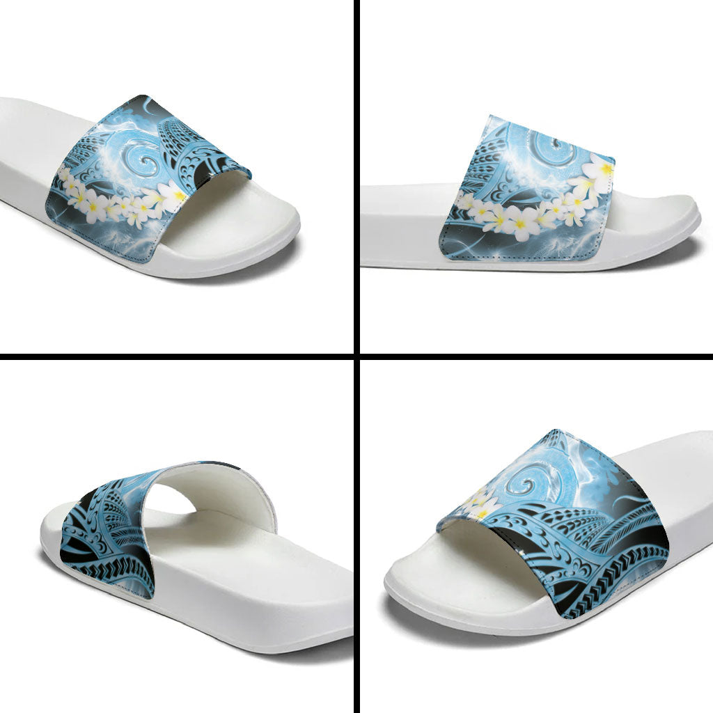 Piko Hawaiian Slide Sandals Blue Galaxy Spiral Plumeria Tribal Patterns DT05 - Polynesian Pride