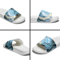 Piko Hawaiian Slide Sandals Blue Galaxy Spiral Plumeria Tribal Patterns DT05 - Polynesian Pride