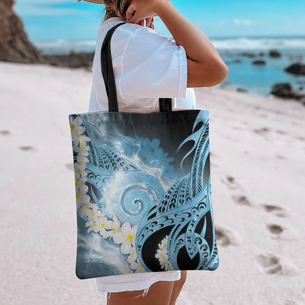 Piko Hawaiian Tote Bag Blue Galaxy Spiral Plumeria Tribal Patterns DT05 - Polynesian Pride