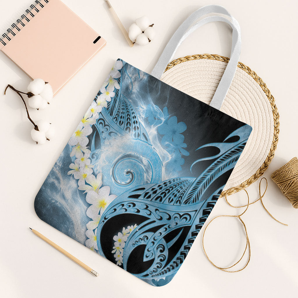 Piko Hawaiian Tote Bag Blue Galaxy Spiral Plumeria Tribal Patterns DT05 White Strap One Size Blue - Polynesian Pride