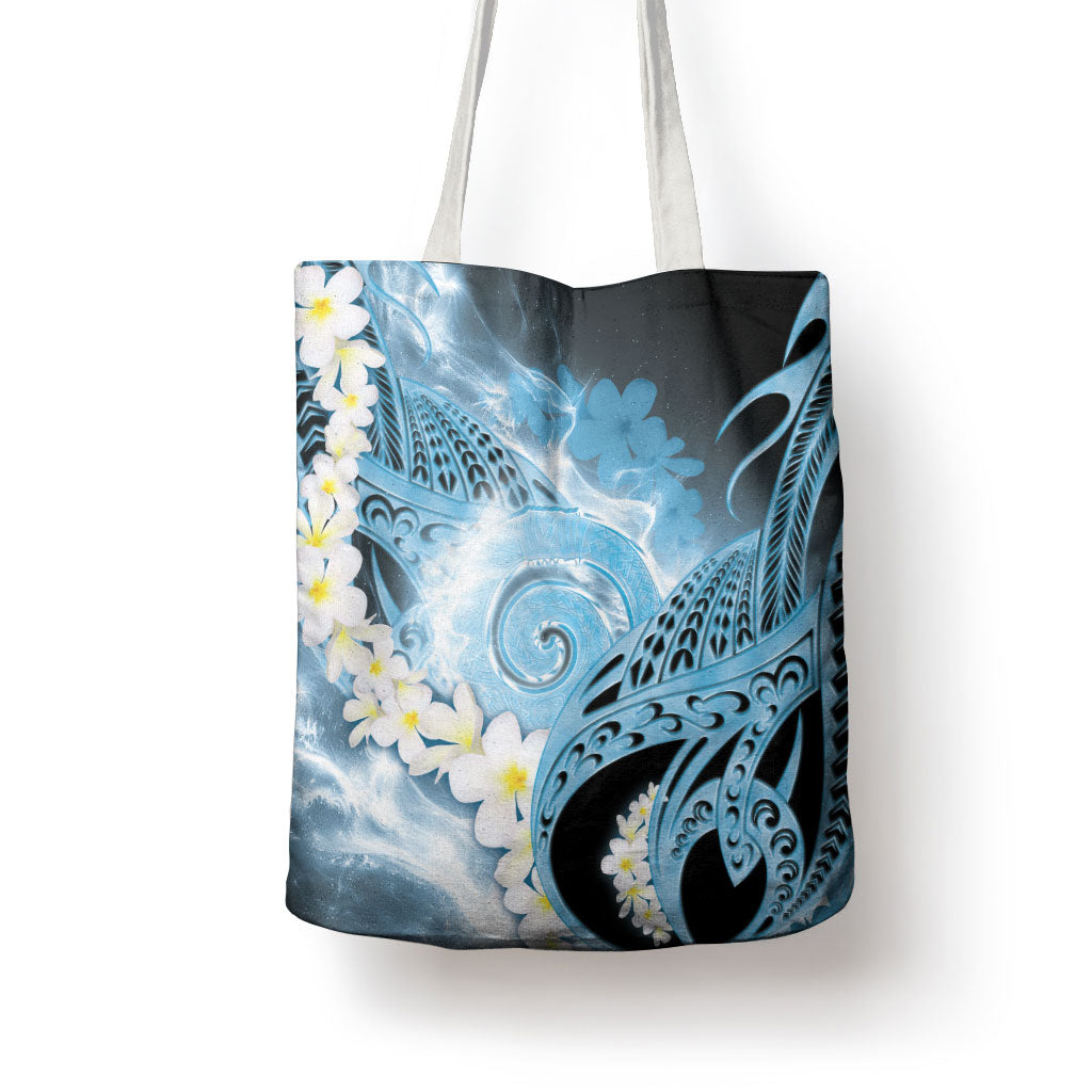 Piko Hawaiian Tote Bag Blue Galaxy Spiral Plumeria Tribal Patterns DT05 - Polynesian Pride