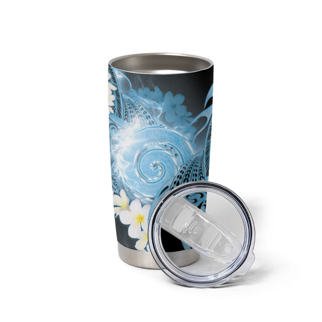 Piko Hawaiian Tumbler Cup Blue Galaxy Spiral Plumeria Tribal Patterns DT05 - Polynesian Pride