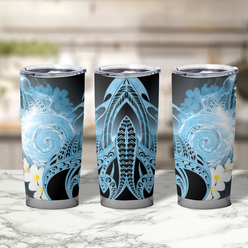 Piko Hawaiian Tumbler Cup Blue Galaxy Spiral Plumeria Tribal Patterns DT05 - Polynesian Pride