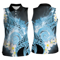 Piko Hawaiian Women Sleeveless Polo Shirt Blue Galaxy Spiral Plumeria Tribal Patterns DT05 - Polynesian Pride