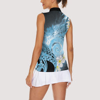 Piko Hawaiian Women Sleeveless Polo Shirt Blue Galaxy Spiral Plumeria Tribal Patterns DT05 - Polynesian Pride