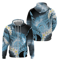 Piko Hawaiian Zip Hoodie Blue Galaxy Spiral Plumeria Tribal Patterns DT05 - Polynesian Pride