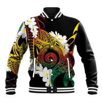 Piko Hawaiian Baseball Jacket Gradient Spiral Plumeria Tribal Patterns DT05 Unisex Multicolor - Polynesian Pride