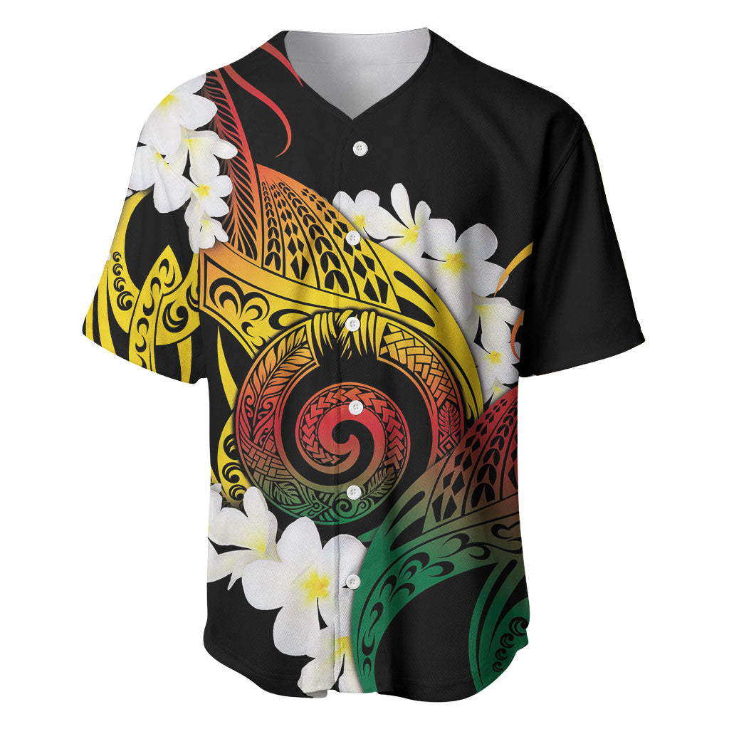 Piko Hawaiian Baseball Jersey Gradient Spiral Plumeria Tribal Patterns DT05 Multicolor - Polynesian Pride