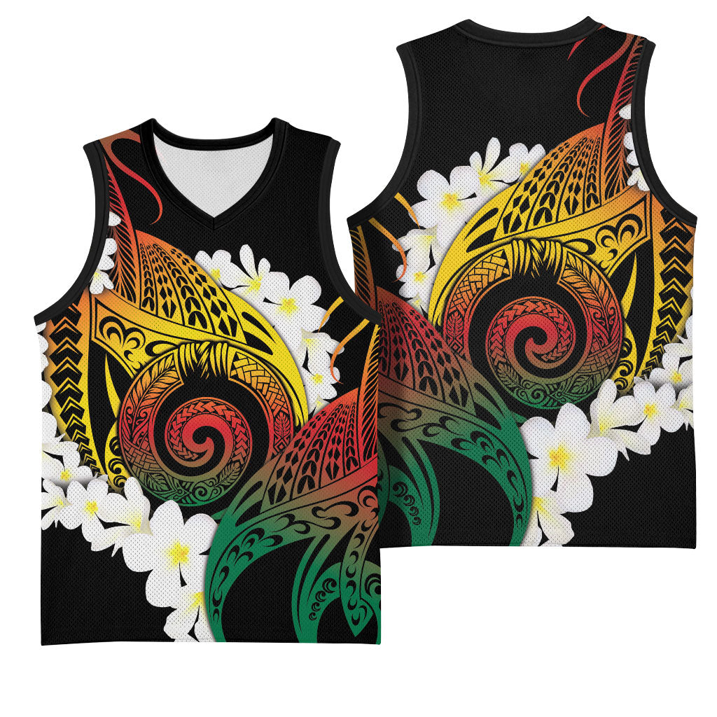 Piko Hawaiian Basketball Jersey Gradient Spiral Plumeria Tribal Patterns DT05 - Polynesian Pride