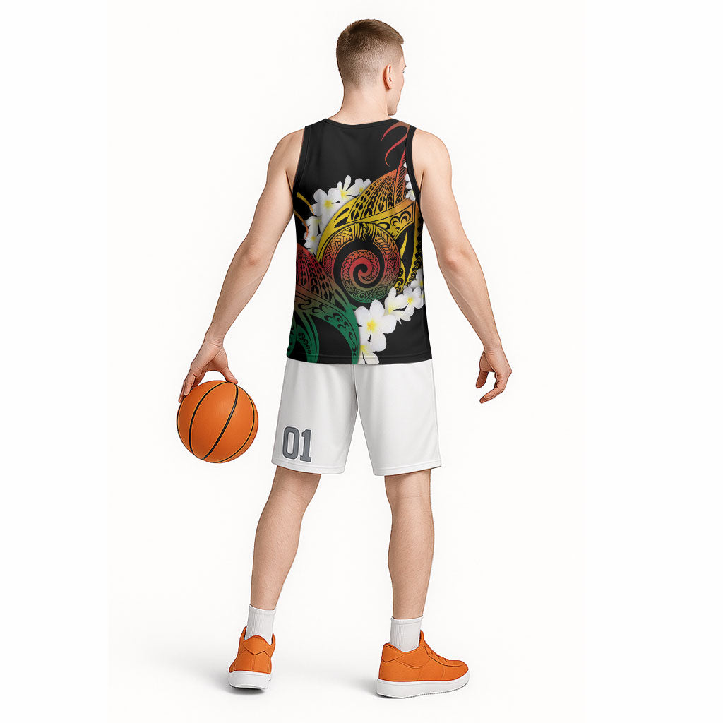 Piko Hawaiian Basketball Jersey Gradient Spiral Plumeria Tribal Patterns DT05 - Polynesian Pride