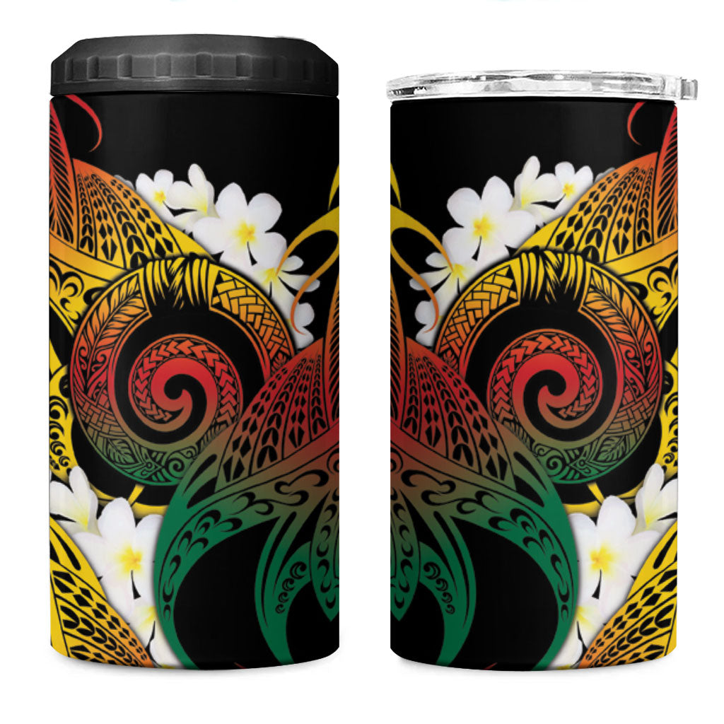 Piko Hawaiian 4 in 1 Can Cooler Tumbler Gradient Spiral Plumeria Tribal Patterns DT05 One Size: 16 oz Multicolor - Polynesian Pride