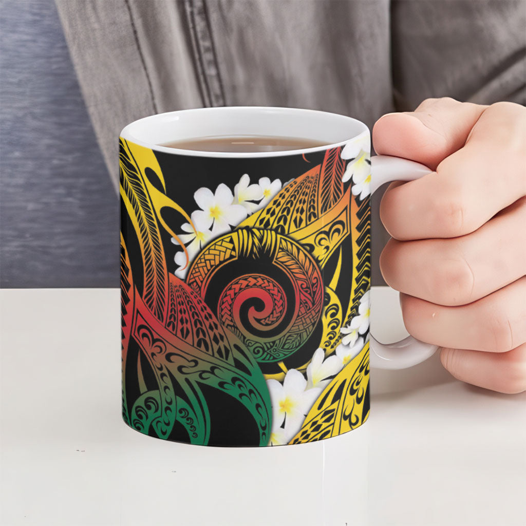 Piko Hawaiian Ceramic Mug Gradient Spiral Plumeria Tribal Patterns DT05 - Polynesian Pride