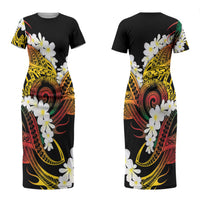 Piko Hawaiian Couples Matching Short Sleeve Bodycon Dress and Long Sleeve Button Shirt Gradient Spiral Plumeria Tribal Patterns DT05 - Polynesian Pride
