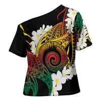 Piko Hawaiian Cross Shoulder Shirt Gradient Spiral Plumeria Tribal Patterns DT05 - Polynesian Pride