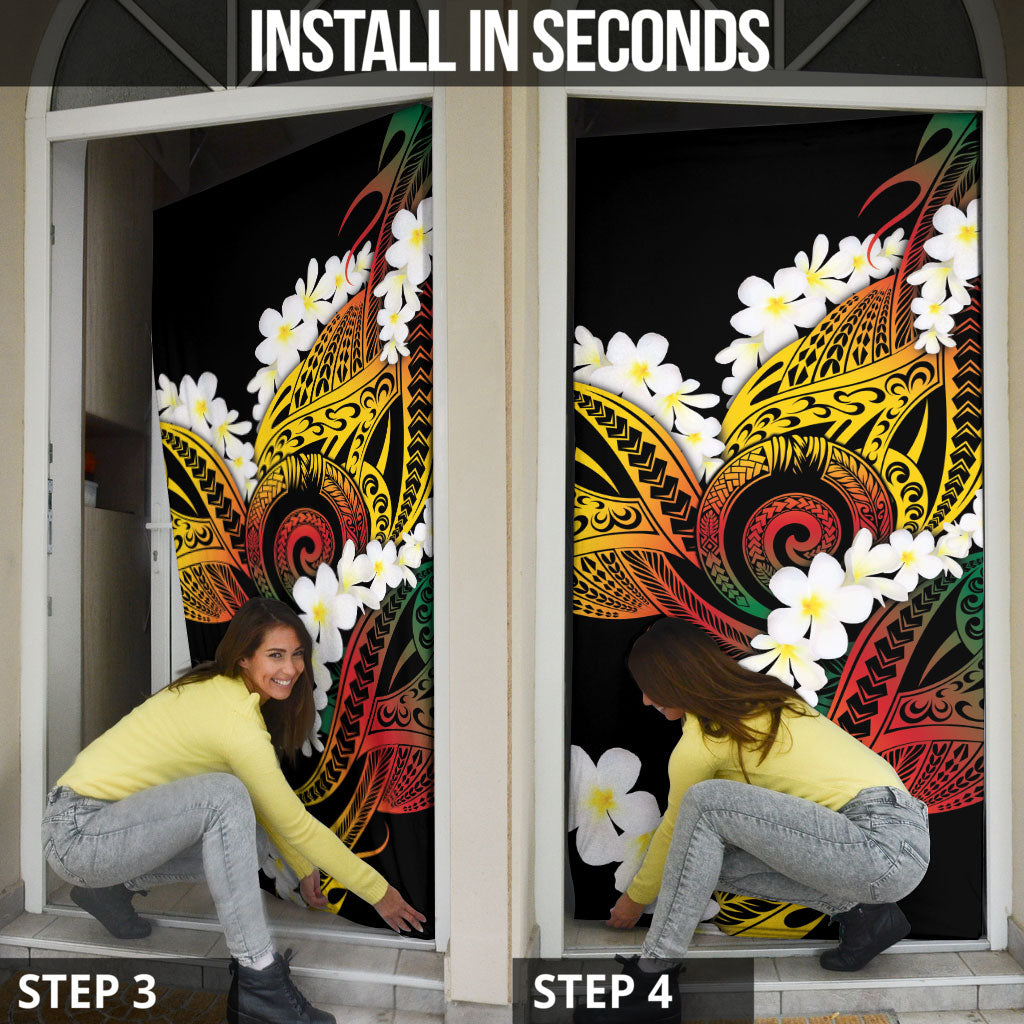 Piko Hawaiian Door Cover Gradient Spiral Plumeria Tribal Patterns DT05 - Polynesian Pride
