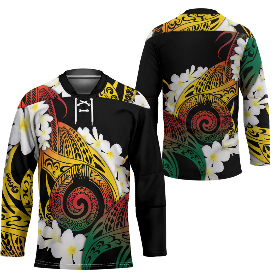 Piko Hawaiian Hockey Jersey Gradient Spiral Plumeria Tribal Patterns DT05 - Polynesian Pride