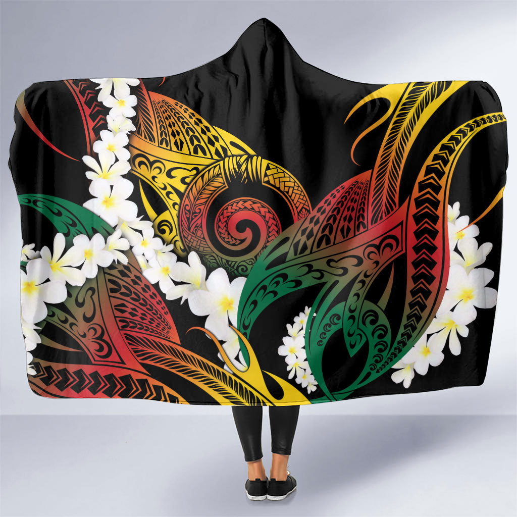 Piko Hawaiian Hooded Blanket Gradient Spiral Plumeria Tribal Patterns DT05 One Size Multicolor - Polynesian Pride