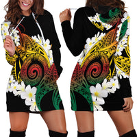 Piko Hawaiian Hoodie Dress Gradient Spiral Plumeria Tribal Patterns DT05 - Polynesian Pride