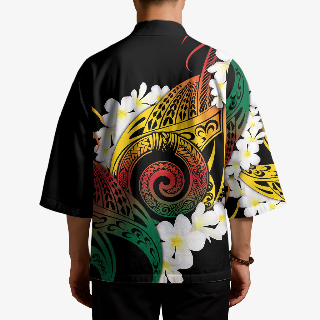Piko Hawaiian Kimono Gradient Spiral Plumeria Tribal Patterns DT05 - Polynesian Pride