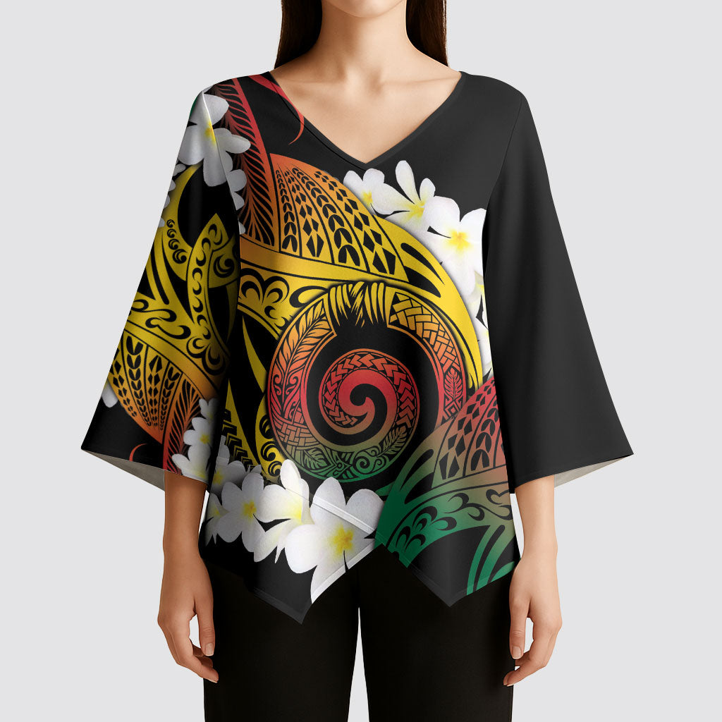 Piko Hawaiian Kimono Sleeve Blouse Gradient Spiral Plumeria Tribal Patterns DT05 - Polynesian Pride