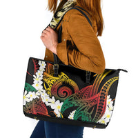 Piko Hawaiian Leather Tote Bag Gradient Spiral Plumeria Tribal Patterns DT05 Multicolor - Polynesian Pride