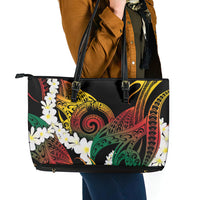 Piko Hawaiian Leather Tote Bag Gradient Spiral Plumeria Tribal Patterns DT05 - Polynesian Pride