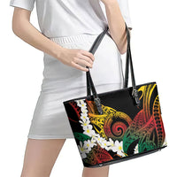 Piko Hawaiian Leather Tote Bag Gradient Spiral Plumeria Tribal Patterns DT05 - Polynesian Pride
