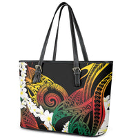 Piko Hawaiian Leather Tote Bag Gradient Spiral Plumeria Tribal Patterns DT05 - Polynesian Pride